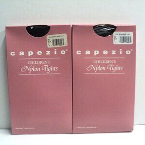 Capezio Children's Nylon Seamless Tights Sz L Dance, Cheer Lot of 2 Black 3C NEW
